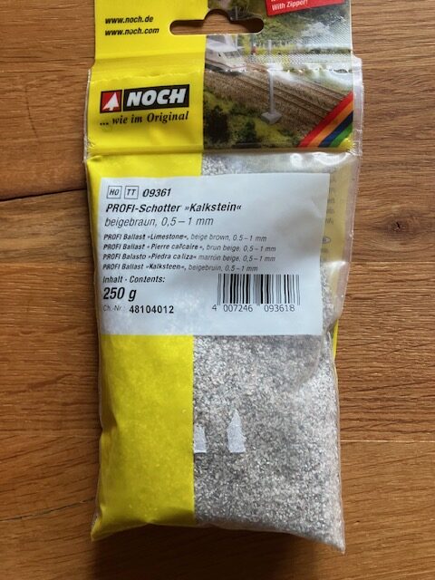 NOCH 09361 Profi Ballast Kalksten 0,5-1 mm 250 g nyt