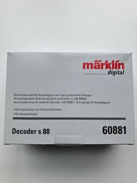 Märklin 60881 Tilbagemeldingsmodul S 88 (RJ 45) For kontaktgiver på digitale anlæg NYT