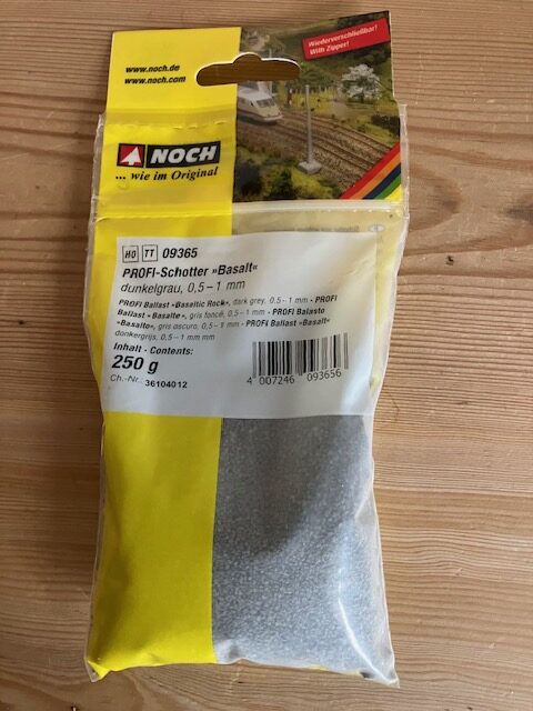 NOCH 09365 Ballast Grå 0,5-1 mm 250 G Nyt H0 TT.