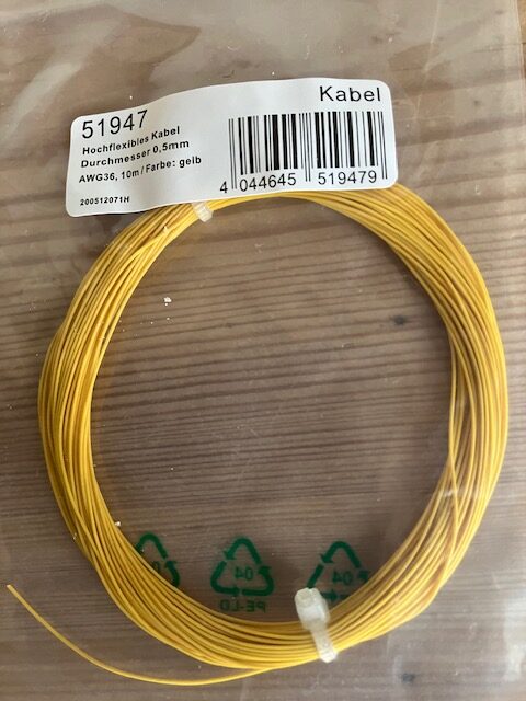 ESU 51947 Gul ledn 0,5 mm x 10 M Nyt.