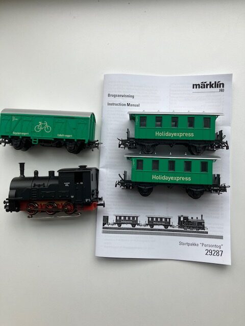 Märklin togsæt Fra 29287. lok og 3 Godsvogne Let Brugt H0 digital.
