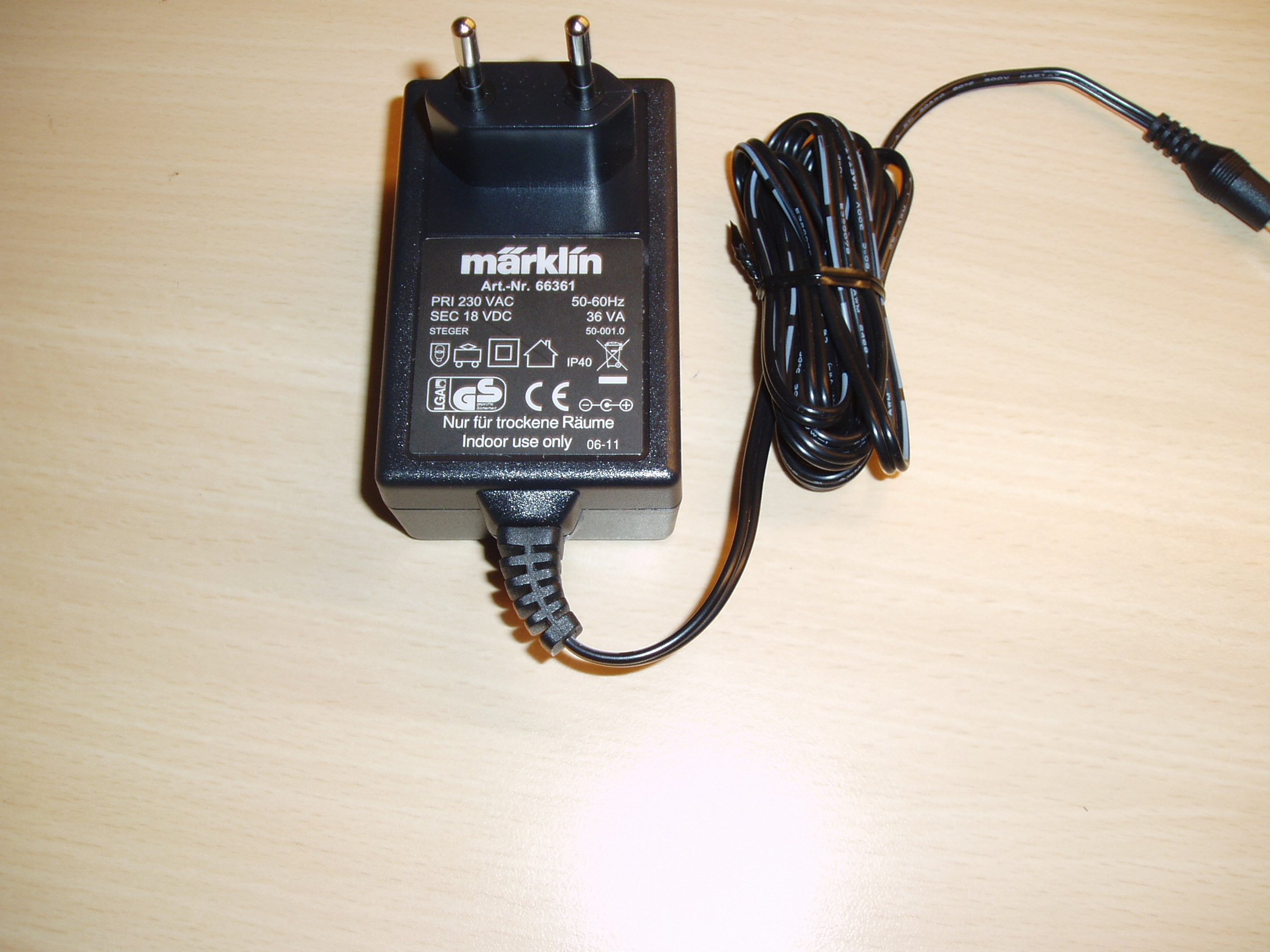 Märklin 66361 36VA amp trafo 230 volt. Let Brugt .
