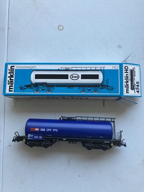 Märklin 4745 Tankvogn SBB CFF FFS Uacs Som Ny fra Samling H0.