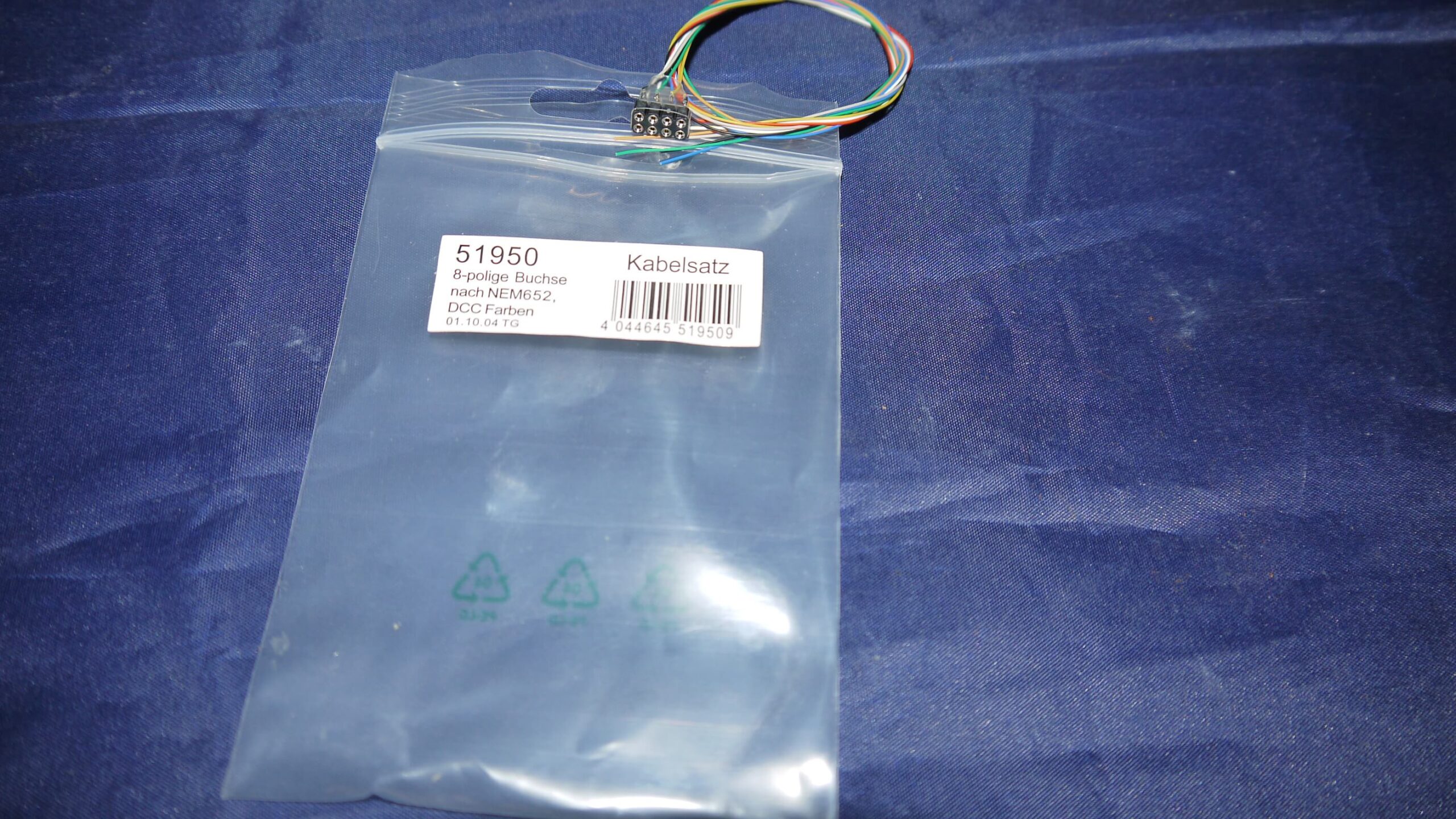 ESU 51950 8 pol NEM 652 stik med kabel DCC Farver NYT